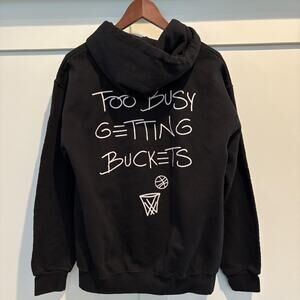 Bigger Than Basketball Hoodie Mens Medium Too Busy Getting Buckets Pullover